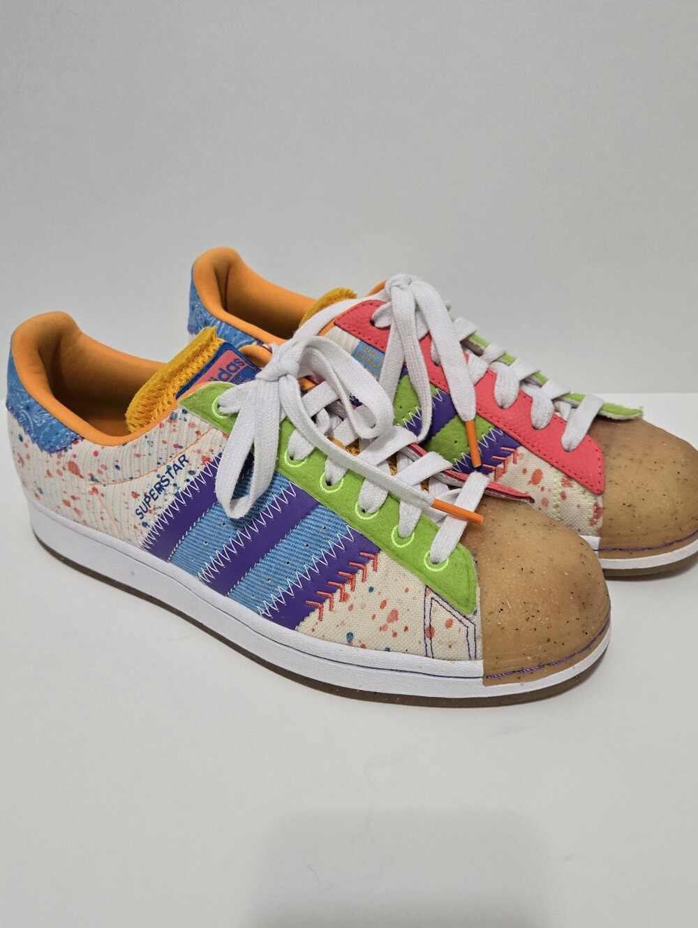 S.E.E.D x adidas Women's Superstar G20 CM 201 Paint Splattered 8.5 multi color